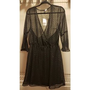 H&M Black Sheer Embellished Dress